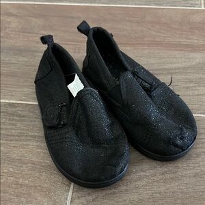 Koala Kids Black Glitter Canvas Slip On Toddler Shoes